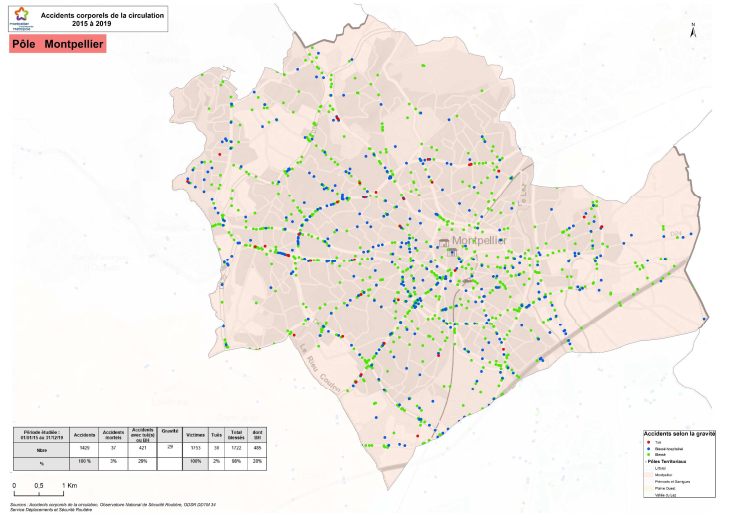 Carte accidents Montpellier