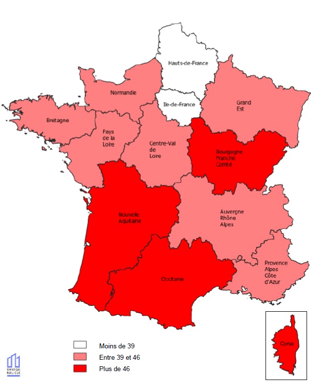 Mortalité par million d'habitants dans les régions en 2020