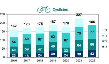 Mortalité des cyclistes par trimestre