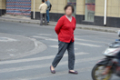 biker crossing a pedestrian